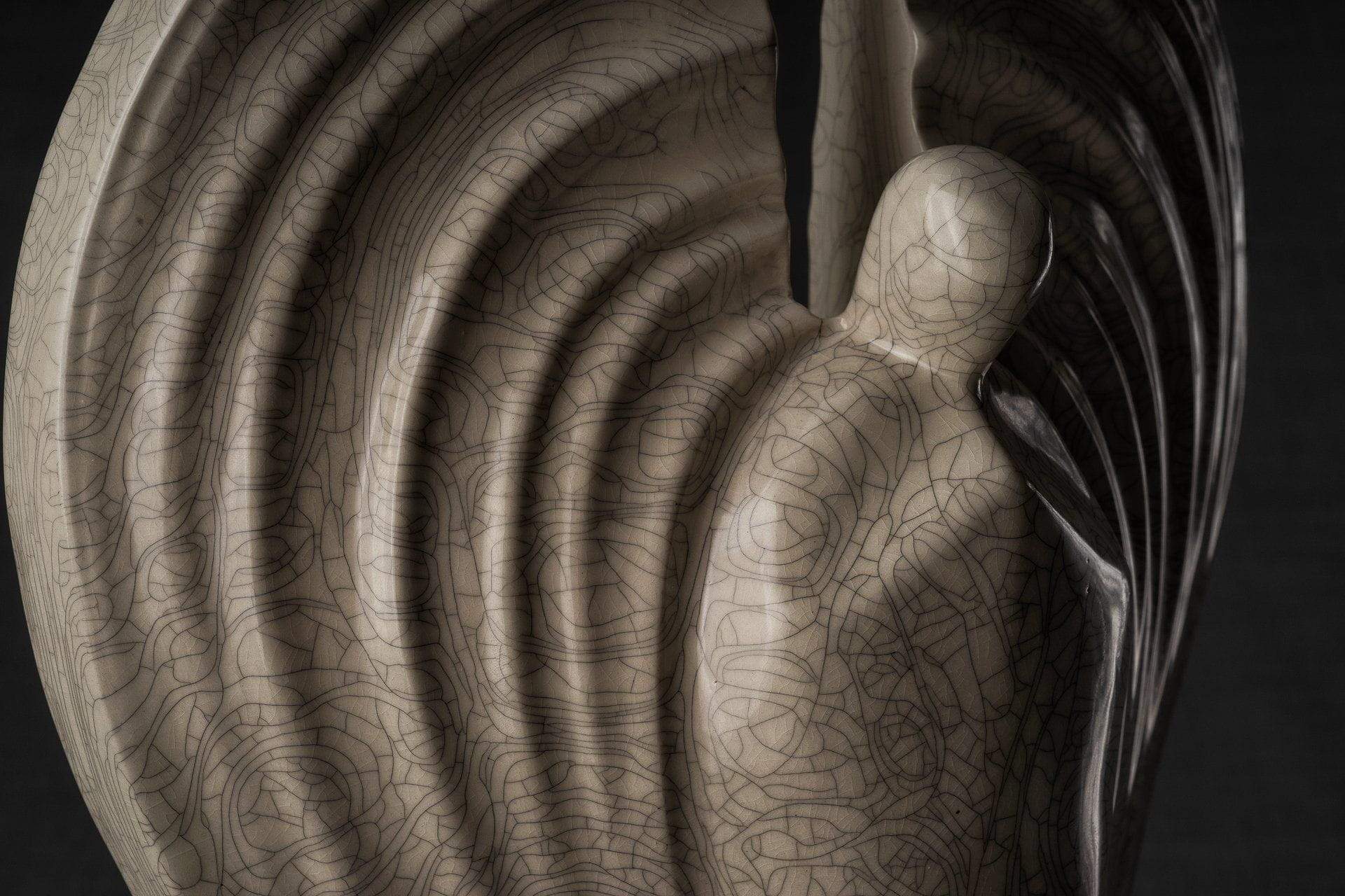 Guardian Handmade Cremation Urn for Ashes - Large | Craquelure | Ceramic Urn - Pulvis Art Urns