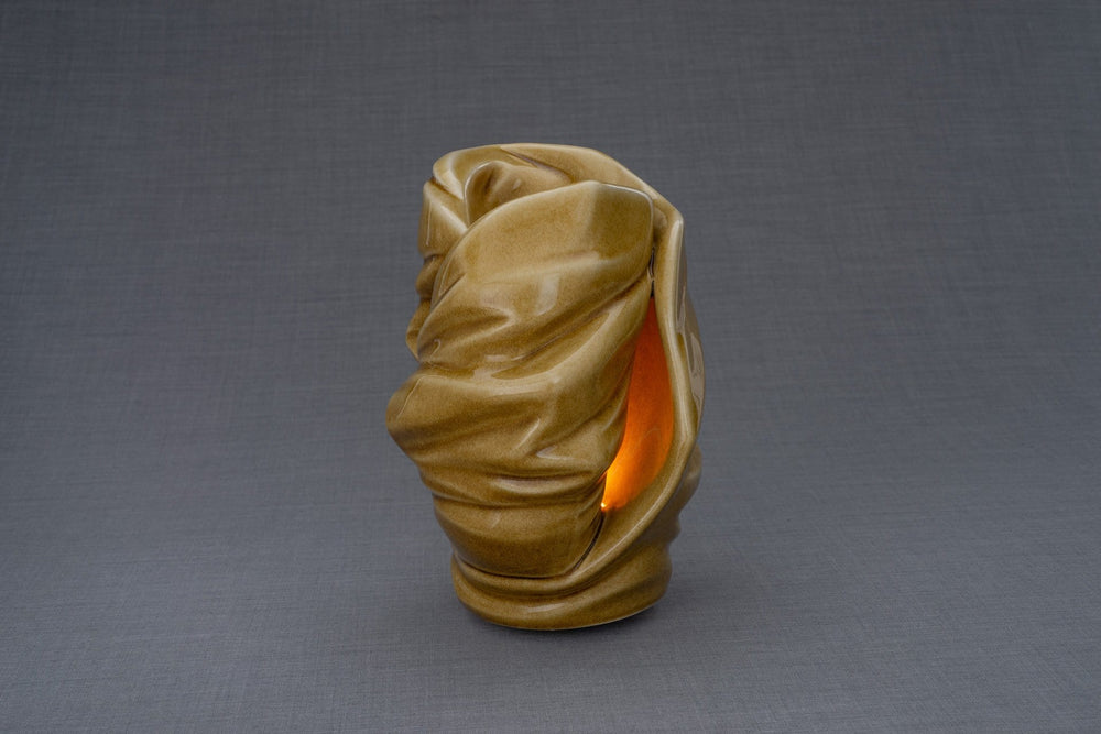 Light Handmade Cremation Urn for Ashes, size Large/Adult, color Dark Sand-Pulvis Art Urns
