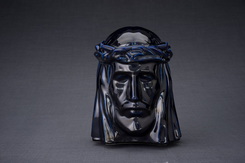 
                  
                    The Christ Handmade Cremation Urn for Ashes, size Large/Adult, color Cobalt Metallic-Pulvis Art Urns
                  
                