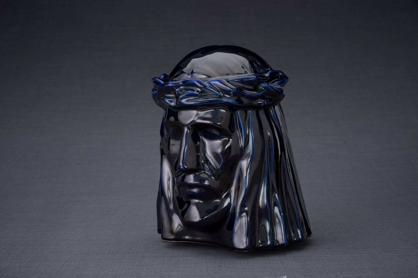 The Christ Handmade Cremation Urn for Ashes, size Large/Adult, color Cobalt Metallic-Pulvis Art Urns
