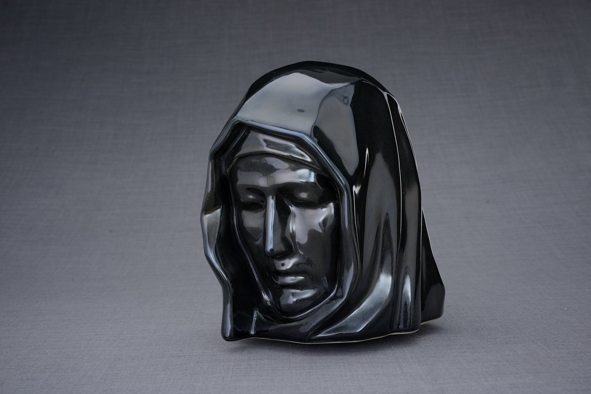 Handmade Cremation Urn for Ashes "The Holy Mother" - Large | Black Gloss | Ceramic - Pulvis Art Urns