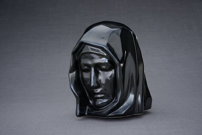 Handmade Cremation Urn for Ashes "The Holy Mother" - Large | Black Gloss | Ceramic - Pulvis Art Urns