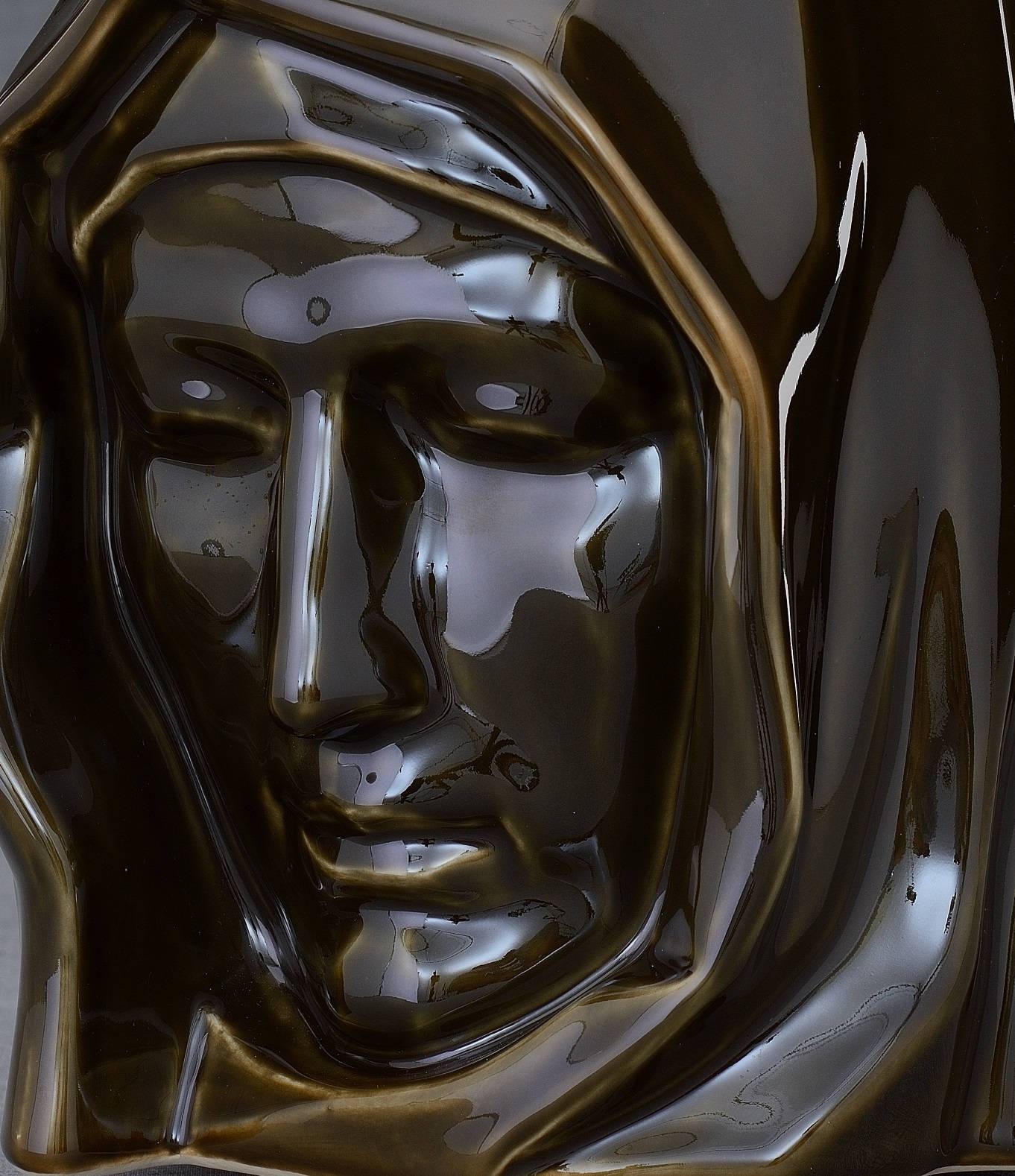 Handmade Cremation Urn for Ashes "The Holy Mother" - Large | Oily Green | Ceramic Urn - Pulvis Art Urns