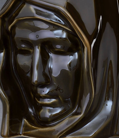 Handmade Cremation Urn for Ashes "The Holy Mother" - Large | Oily Green | Ceramic Urn - Pulvis Art Urns