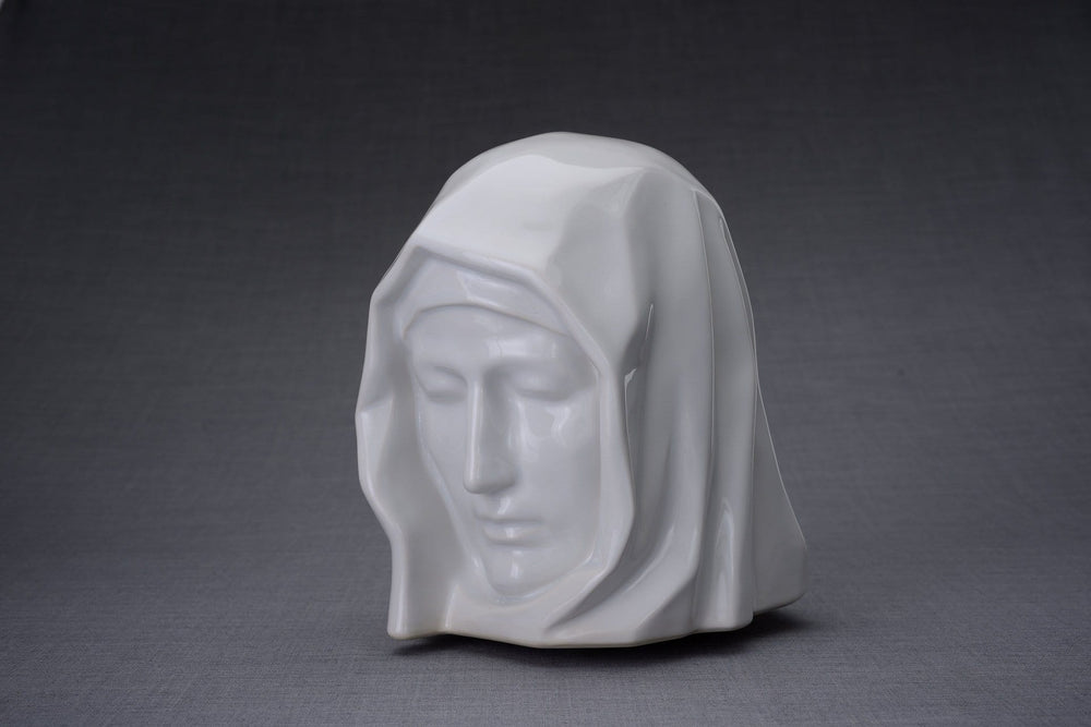 The Holy Mother Handmade Cremation Urn for Ashes, size Large/Adult, color White-Pulvis Art Urns