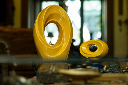 Handmade Cremation Urn for Ashes "The Passage" - Large Urn | Amber Yellow | Ceramic - Pulvis Art Urns