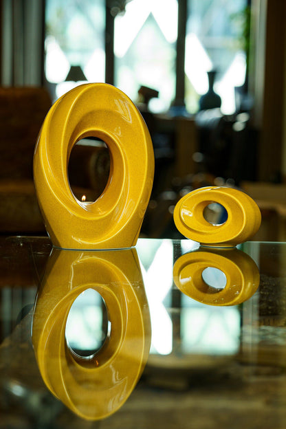 Handmade Cremation Urn for Ashes "The Passage" - Large Urn | Amber Yellow | Ceramic - Pulvis Art Urns