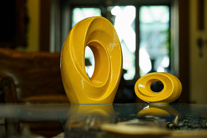 Handmade Cremation Urn for Ashes "The Passage" - Large Urn | Amber Yellow | Ceramic - Pulvis Art Urns