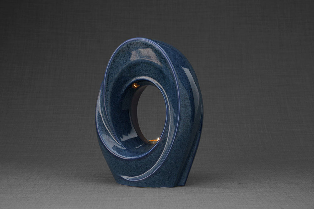 Pulvis Art Urns Adult Size Urn Handmade Cremation Urn for Ashes "The Passage" - Large | Blue Melange