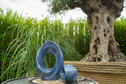 Handmade Cremation Urn for Ashes "The Passage" - Large Ceramic Urn | Blue Melange - Pulvis Art Urns