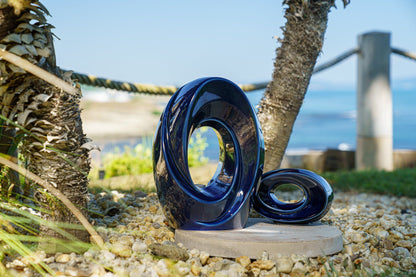 Handmade Cremation Urn for Ashes "The Passage" - Large Urn | Cobalt Metallic | Ceramic - Pulvis Art Urns