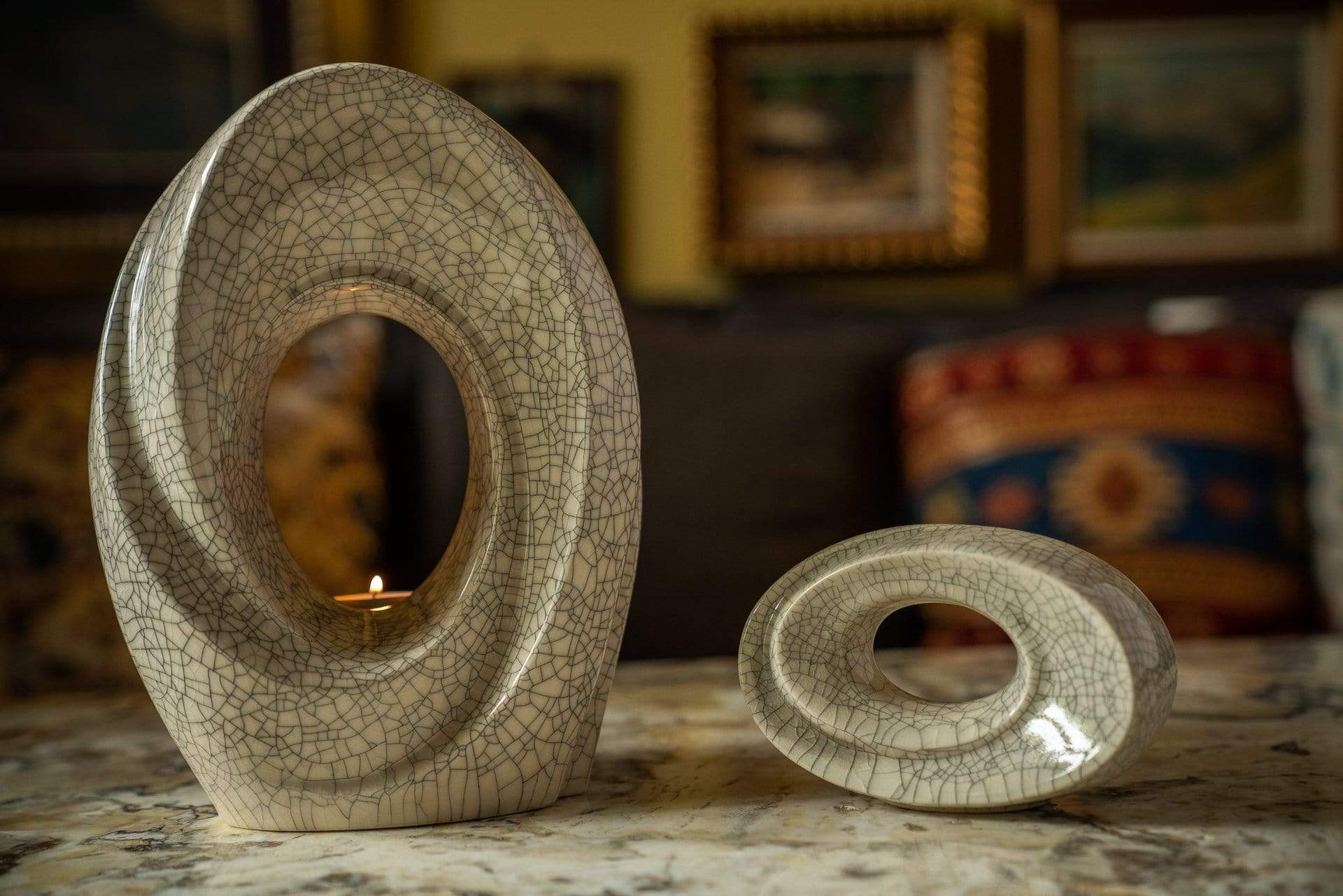 Handmade Cremation Urn for Ashes "The Passage" - Large Urn | Dark Sand | Ceramic - Pulvis Art Urns