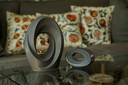 Handmade Cremation Urn for Ashes "The Passage" - Large Urn | Gray Matte | Ceramic - Pulvis Art Urns