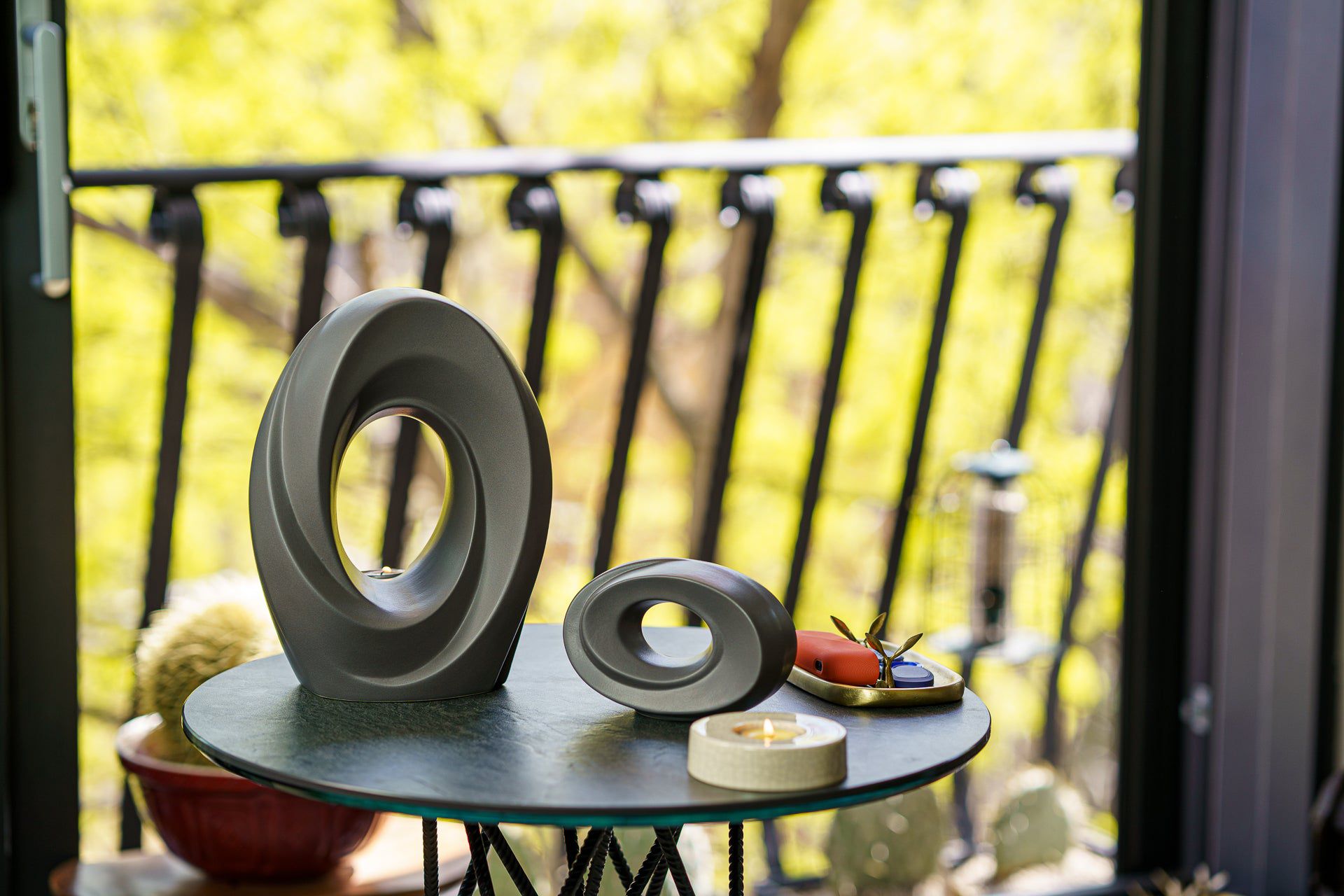 Handmade Cremation Urn for Ashes "The Passage" - Large Urn | Gray Matte | Ceramic - Pulvis Art Urns