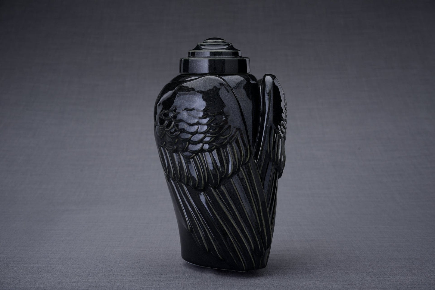 
                  
                    Pulvis Art Urns Adult Size Urn Handmade Cremation Urn for Ashes "Wings" - Large | Black Gloss | Ceramic
                  
                