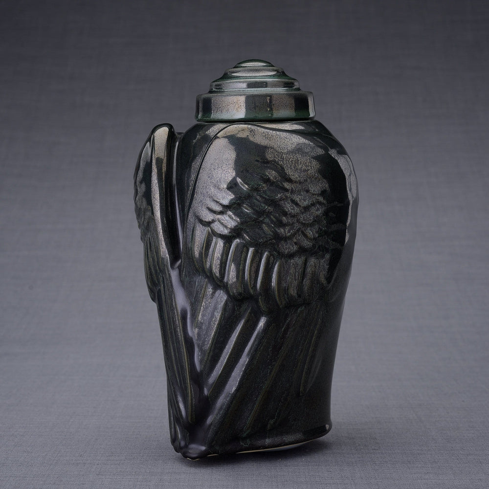 Wings Handmade Cremation Urn for Ashes, size Large/Adult, color Black Melange-PulvisArtUrns-Pulvis Art Urns