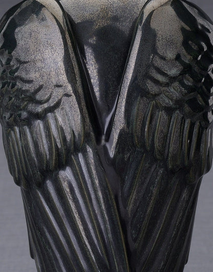 Handmade Cremation Urn for Ashes "Wings" - Large | Black Melange | Ceramic Urn - Pulvis Art Urns
