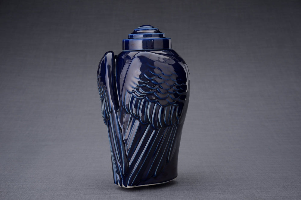 Wings Handmade Cremation Urn for Ashes, size Large/Adult, color Cobalt Metallic-Pulvis Art Urns