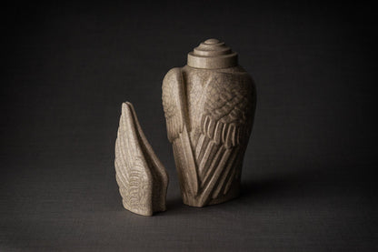 Handmade Cremation Urn for Ashes "Wings" - Large | Craquelure | Ceramic Urn - Pulvis Art Urns