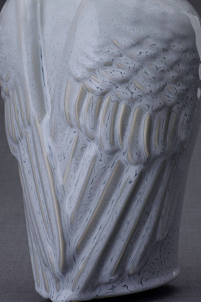 Handmade Cremation Urn for Ashes "Wings" - Large | Grey Melange | Ceramic Urn - Pulvis Art Urns