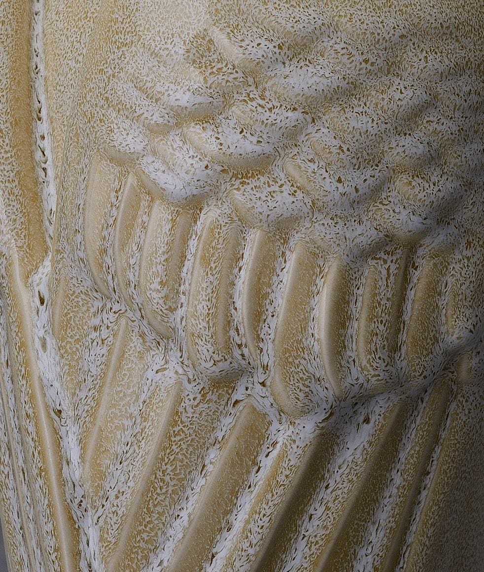 Handmade Cremation Urn for Ashes "Wings" - Large | Light Sand Melange | Ceramic Urn - Pulvis Art Urns