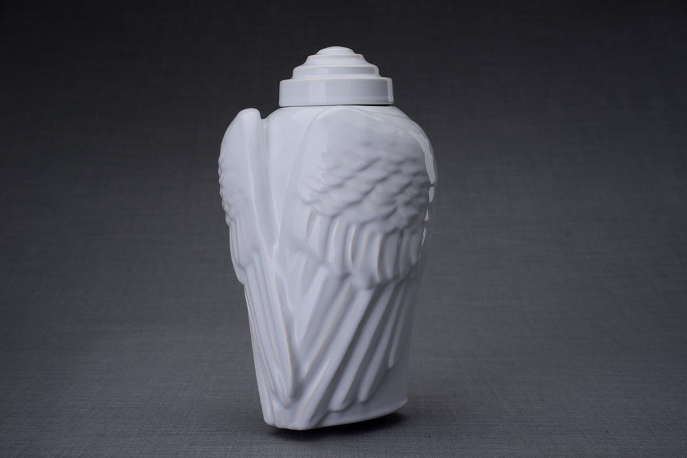 Wings Handmade Cremation Urn for Ashes, size Large/Adult, color White-Pulvis Art Urns