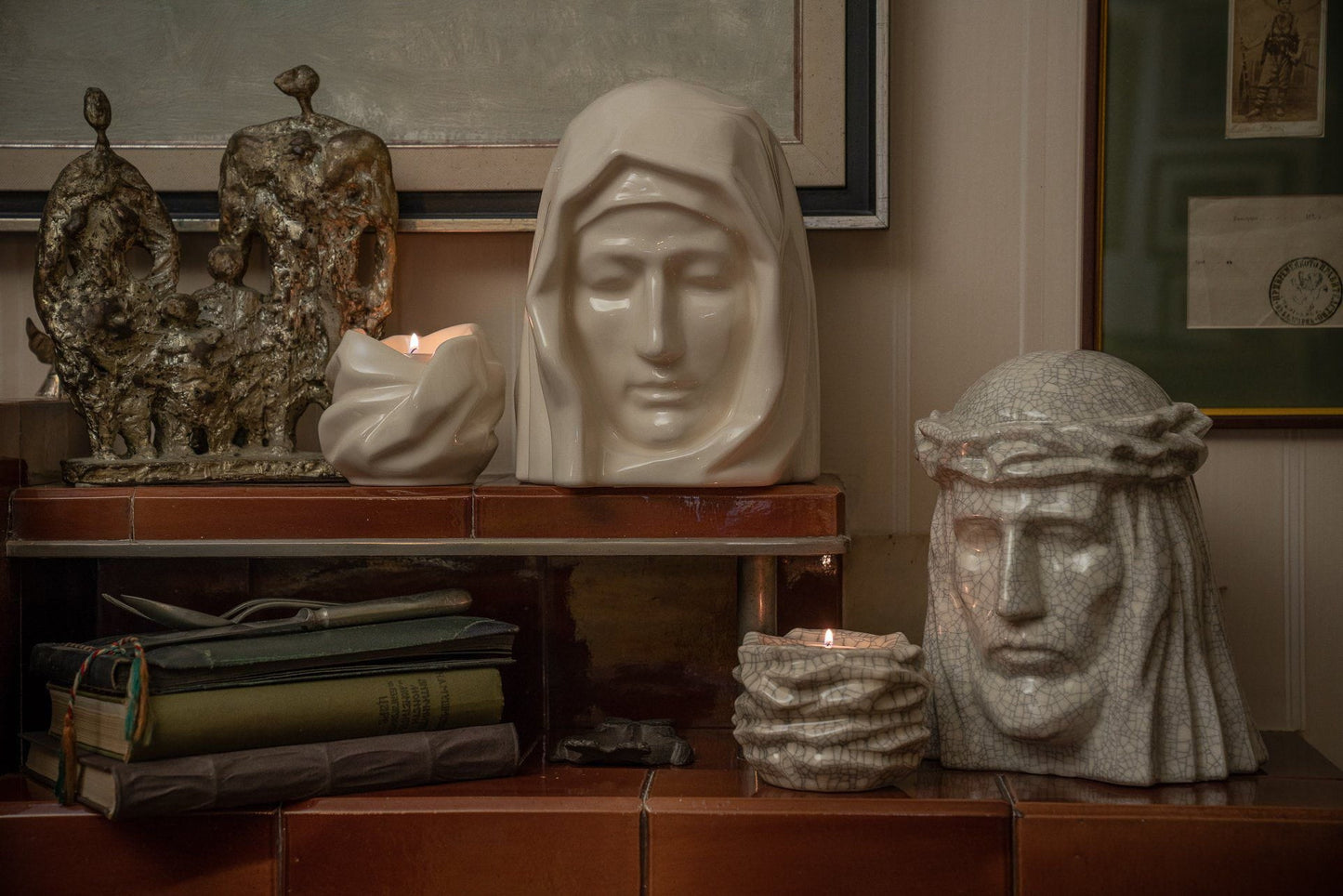
                  
                    Set of Cremation Urns for Ashes - The Holy Mother ( Large urn + Keepsake)-Pulvis Art Urns
                  
                
