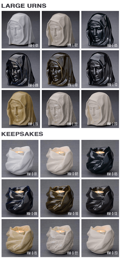 Set of Art Urns for Ashes "The Holy Mother" - (Large urn + Keepsake) - Pulvis Art Urns