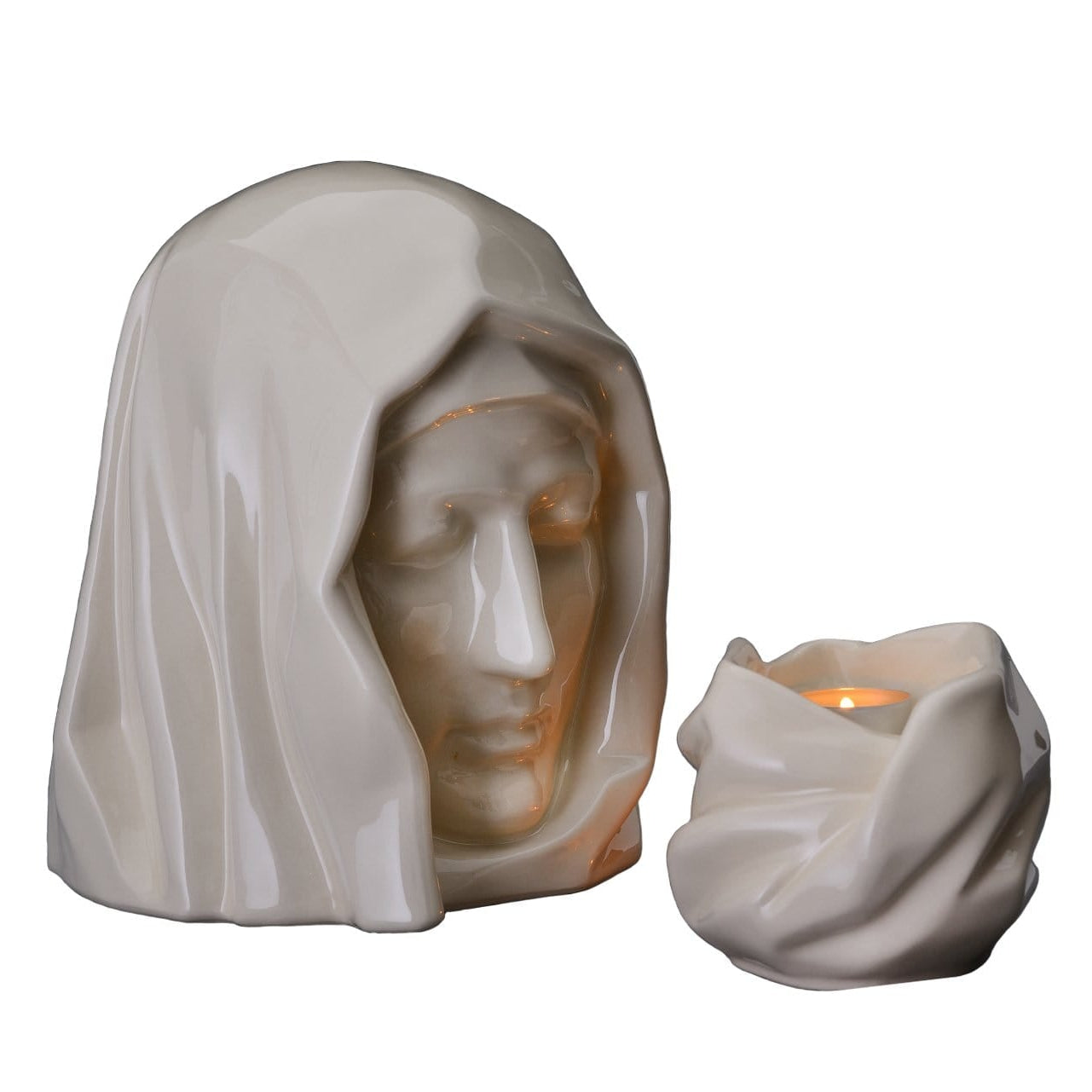 Set of Art Urns for Ashes "The Holy Mother" - (Large urn + Keepsake) - Pulvis Art Urns