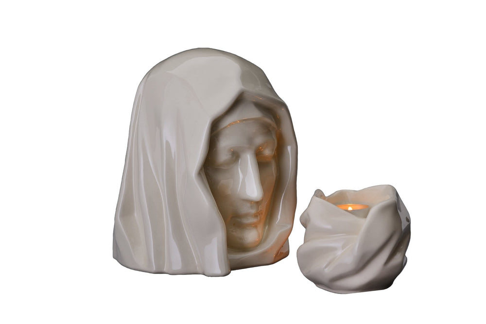 Set of Cremation Urns for Ashes - The Holy Mother ( Large urn + Keepsake)-Pulvis Art Urns