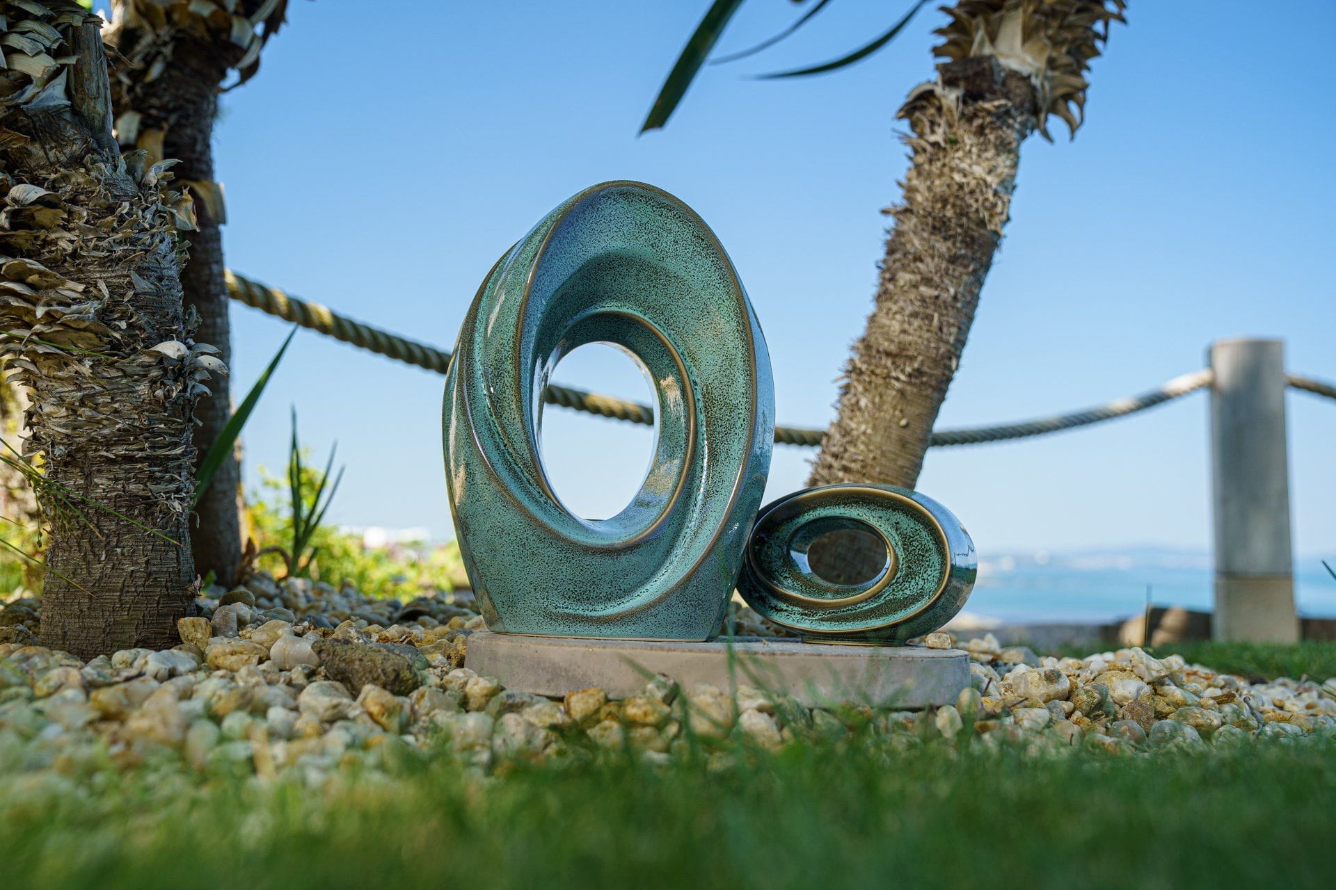 Set of Art Urns for Ashes "The Passage" - (Large urn + Keepsake) - Pulvis Art Urns