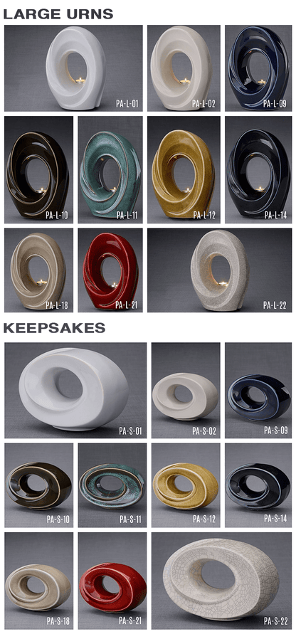 Set of Art Urns for Ashes "The Passage" - (Large urn + Keepsake) - Pulvis Art Urns