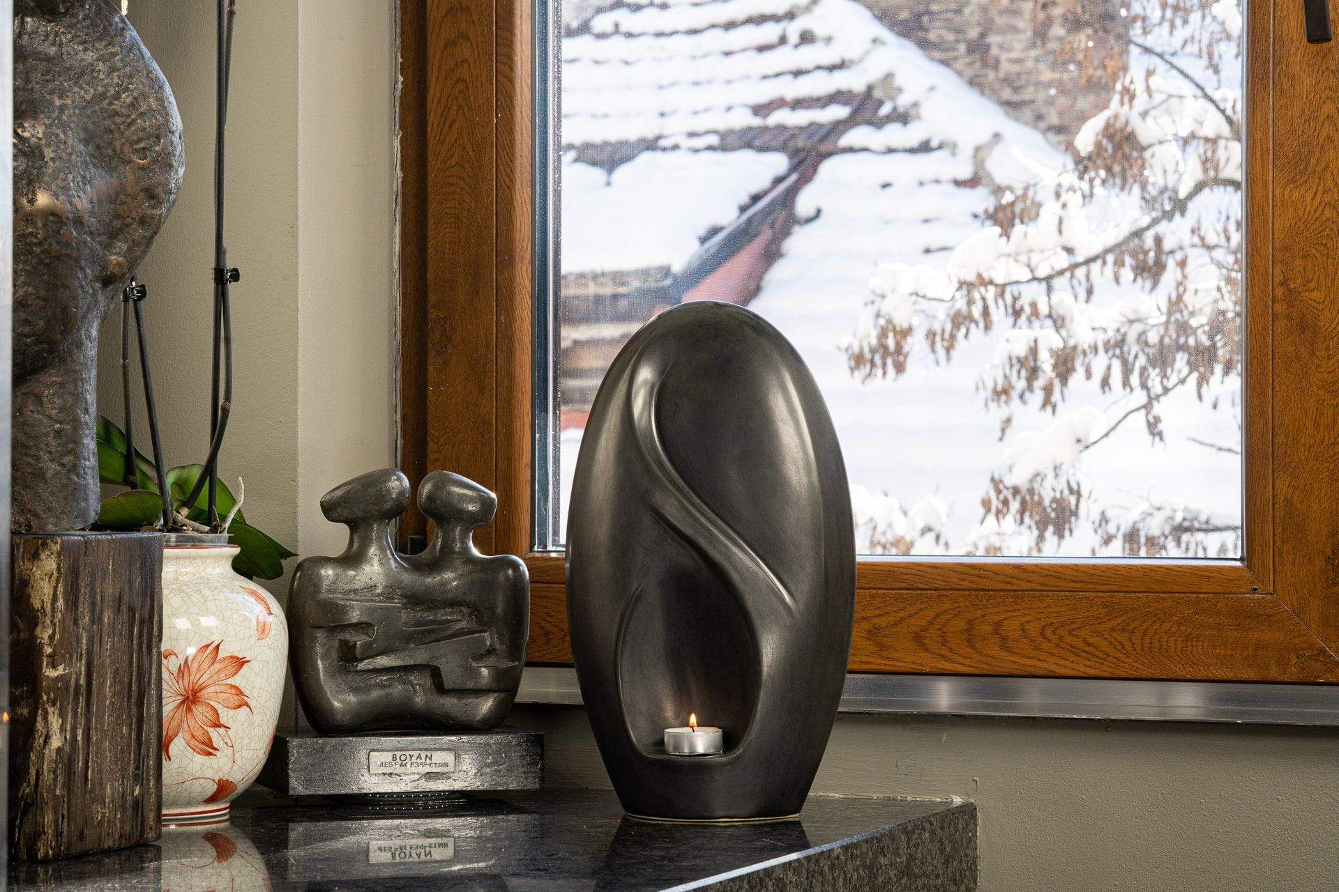 Set Of Ceramic Art Urns for Ashes "Eternity" - (Large urn + Keepsake) - Pulvis Art Urns