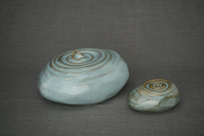 Set Of Ceramic Urns for Ashes "Resonance" - (Large urn + Keepsake) - Pulvis Art Urns