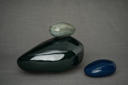Set of Cremation Urns for Ashes "Stone" - (Large urn + Keepsake) - Pulvis Art Urns