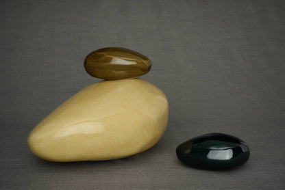 Set of Cremation Urns for Ashes "Stone" - (Large urn + Keepsake) - Pulvis Art Urns
