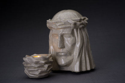 Set of Cremation Urns for Ashes "The Christ" - (Large urn + Keepsake) - Pulvis Art Urns