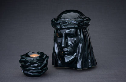 Set of Cremation Urns for Ashes "The Christ" - (Large urn + Keepsake) - Pulvis Art Urns