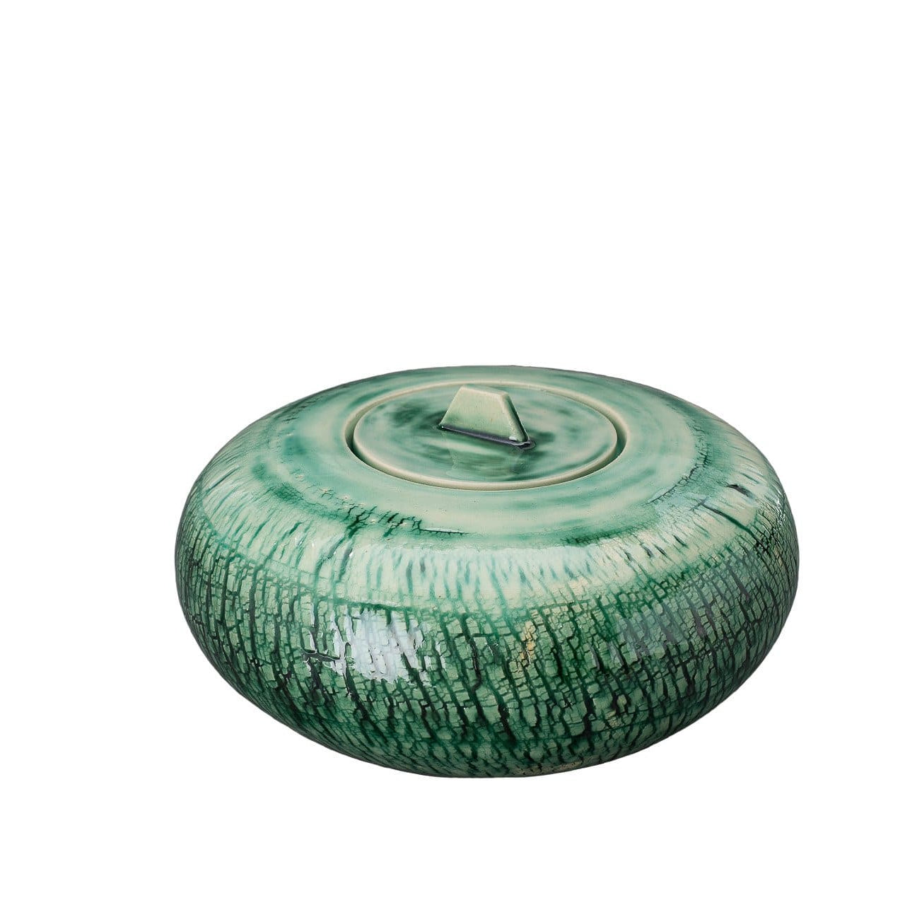 Pottery Wheel Urn for Ashes "Aeon" - Large | Verdigris | Ceramic - Pulvis Art Urns