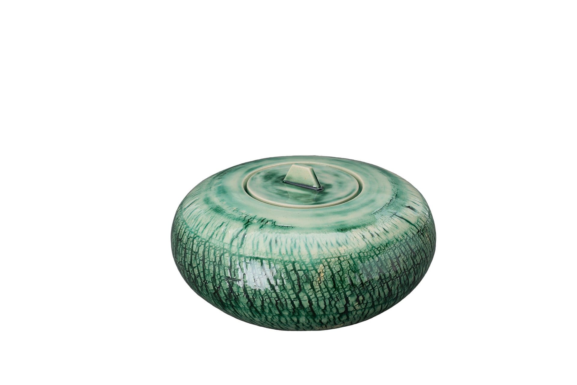 Pottery Wheel Urn for Ashes "Aeon" - Large | Verdigris | Ceramic - Pulvis Art Urns