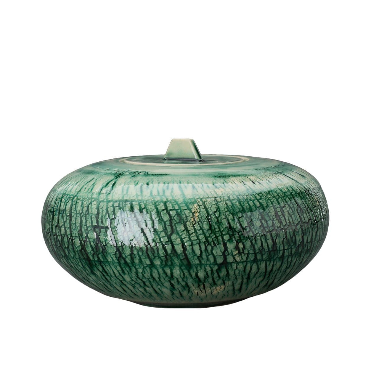 Pottery Wheel Urn for Ashes "Aeon" - Large | Verdigris | Ceramic - Pulvis Art Urns