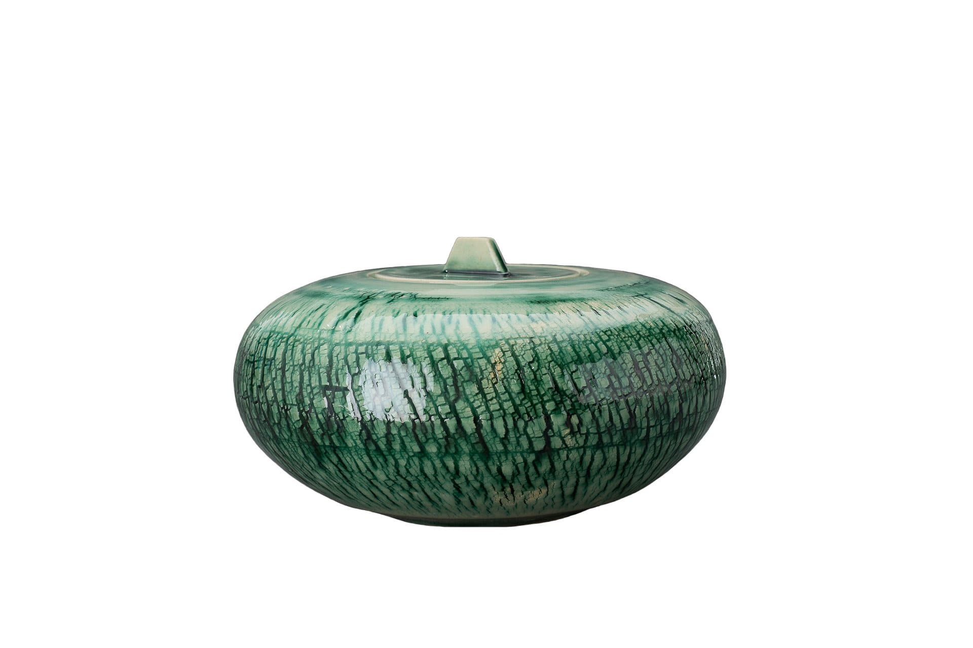 Pottery Wheel Urn for Ashes "Aeon" - Large | Verdigris | Ceramic - Pulvis Art Urns