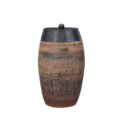 Pottery Wheel Urn for Ashes "Superious" - Large | Black matte | Ceramic - Pulvis Art Urns