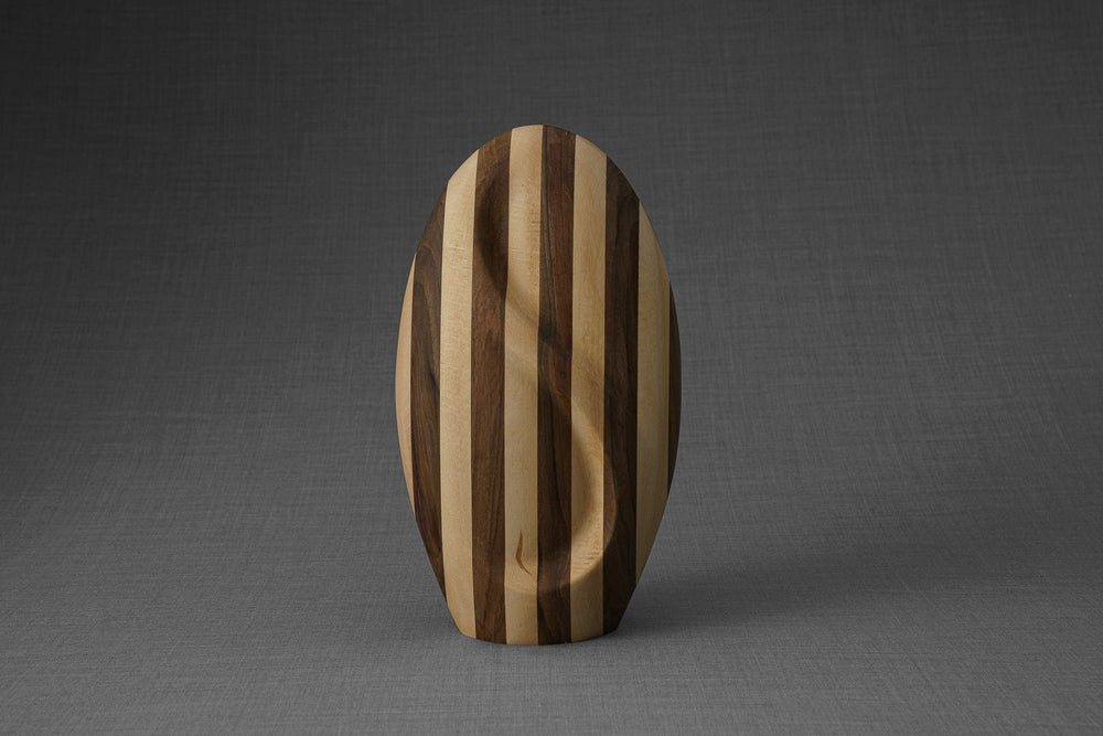 Pulvis Art Urns Adult Size Urn Striped Wooden Urn for Ashes 