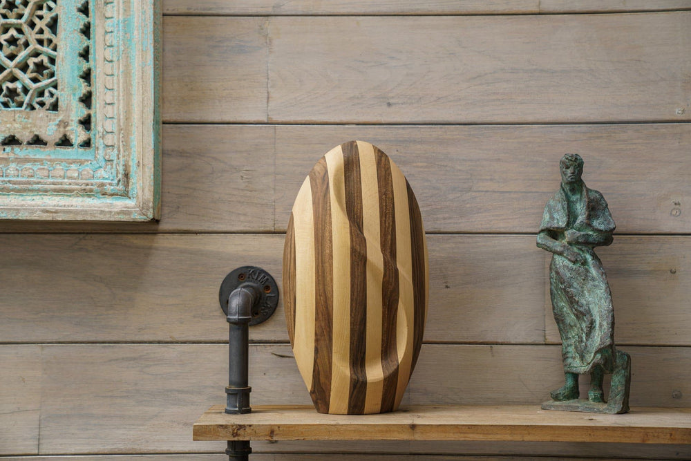Pulvis Art Urns Adult Size Urn Striped Wooden Urn for Ashes "Eternity" - Genuine Walnut & Beech