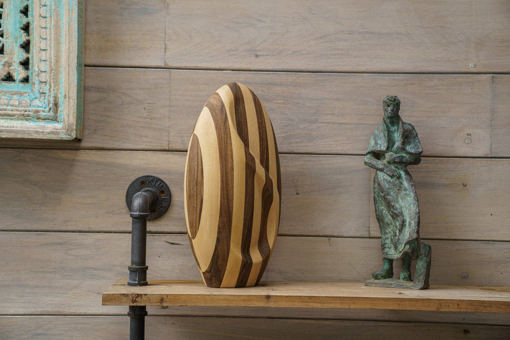 Pulvis Art Urns Adult Size Urn Striped Wooden Urn for Ashes "Eternity" - Genuine Walnut & Beech