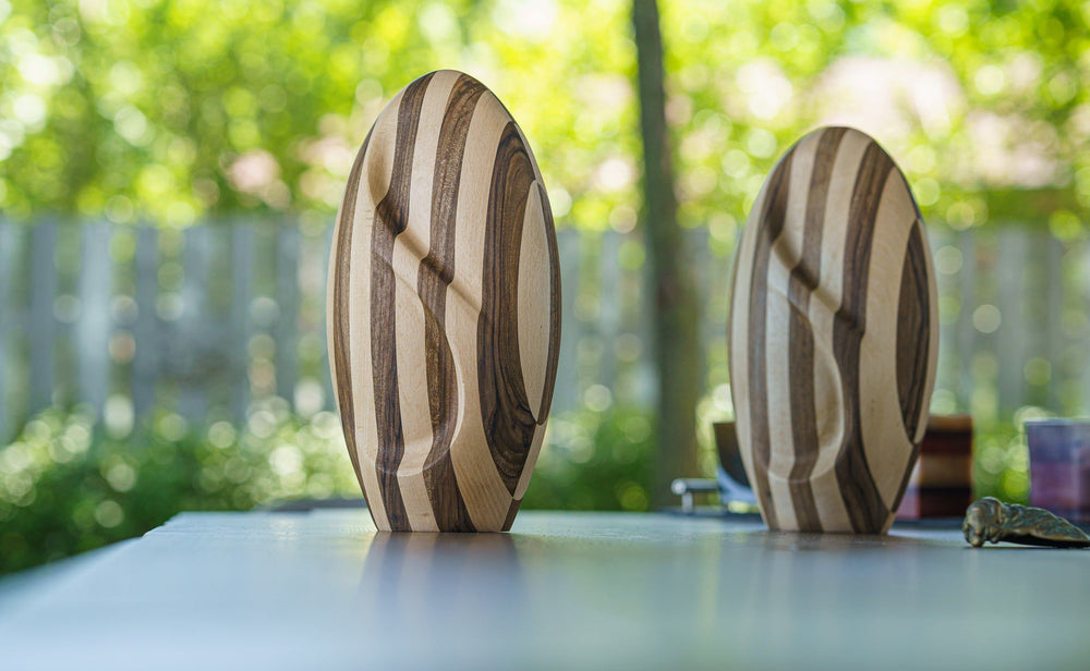 Pulvis Art Urns Adult Size Urn Striped Wooden Urn for Ashes "Eternity" - Genuine Walnut & Beech