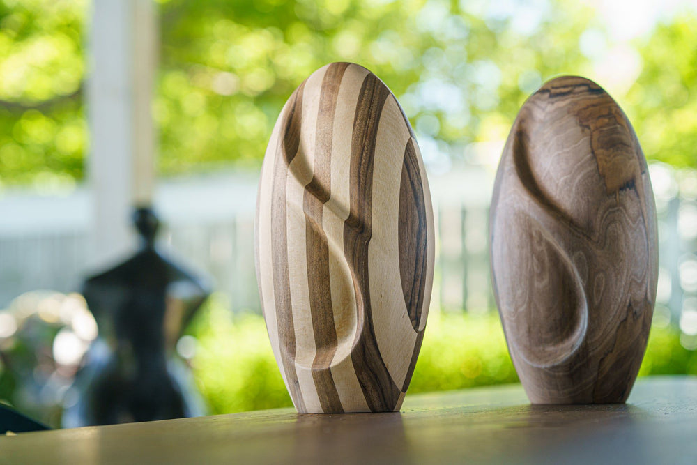Pulvis Art Urns Adult Size Urn Striped Wooden Urn for Ashes "Eternity" - Genuine Walnut & Beech