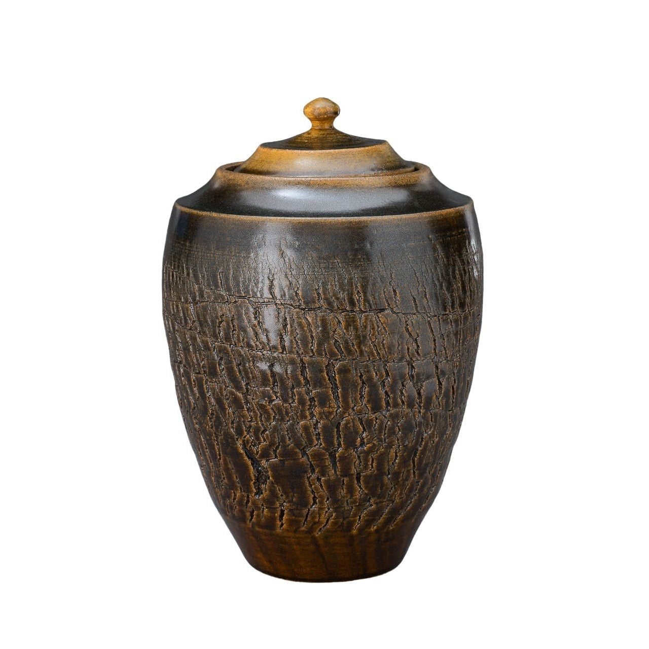 Pottery Wheel Urn for Ashes "Honoris" - Large | Rusty Brown | Ceramic - Pulvis Art Urns