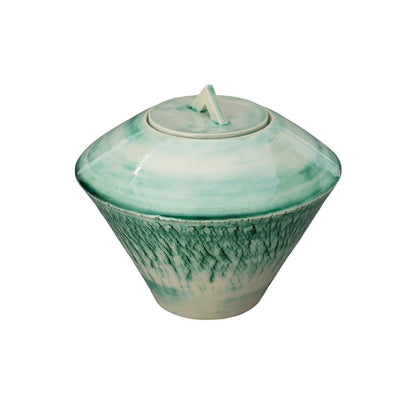 Pottery Wheel Urn for Ashes "Legatum" - Large | Verdigris | Ceramic - Pulvis Art Urns